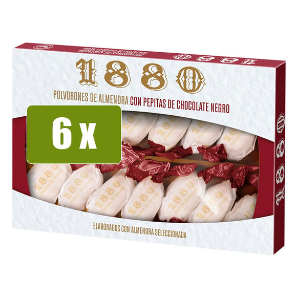 1880 6 x Polvorones de almendra con pepitas de chocolate negro 310g