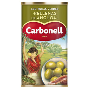 CARBONELL Aceitunas verdes rellenas de anchoa 150g