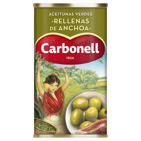 CARBONELL Aceitunas verdes rellenas de anchoa 150g