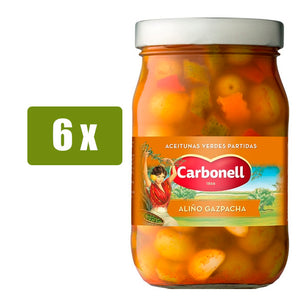 CARBONELL 6 x Aceitunas aliñadas estilo gazpacha 450g