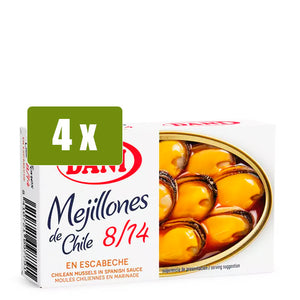 DANI 4x Mejillones de Chile en Escabeche 8/14 69g