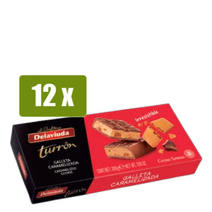 DELAVIUDA 12x Turrón Galleta Caramelizada 200g