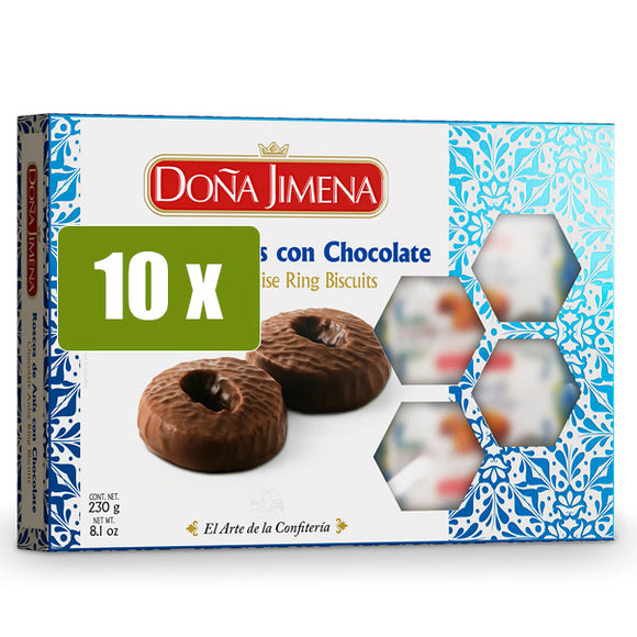 DOÑA JIMENA 10x Roscos de Anís Bañados en Chocolate 230g