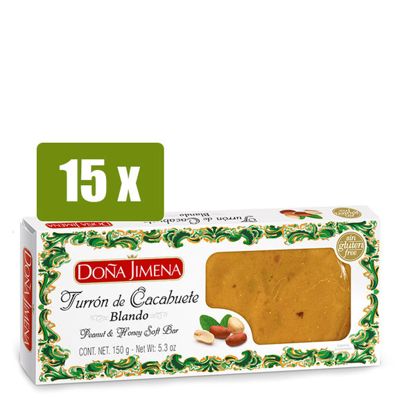 DOÑA JIMENA 15x Turrón de Cacahuete Blando 150g