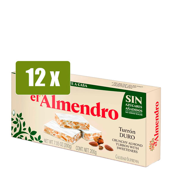 EL ALMENDRO 12x Turrón Duro Sin Azúcar 200g