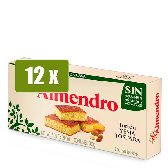 EL ALMENDRO 12x Turrón Yema Tostada Sin Azúcar 200g