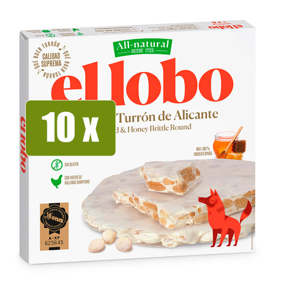 EL LOBO 10x Torta de Turrón de Alicante 200g