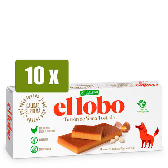 EL LOBO 10x Turrón Yema Tostada 200g