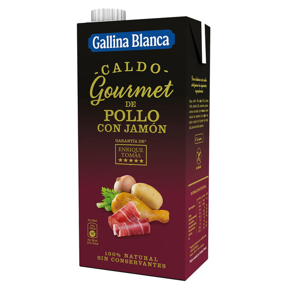 GALLINA BLANCA Caldo gourmet de pollo con jamón 100% natural 1L