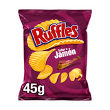 RUFFLES Patatas fritas onduladas sabor a jamón 45g (Formato Bar / Vending)