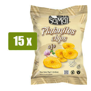 SAMAI 15 x Platanitos Chips Ajo 75g