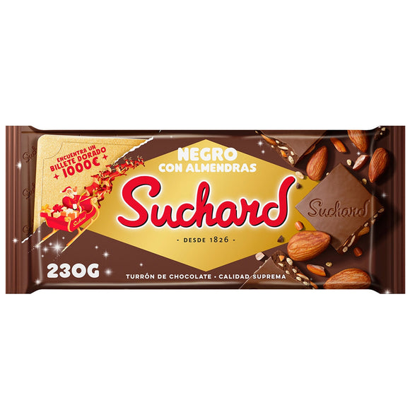 SUCHARD Turrónde chocolate negro con almendras 230g