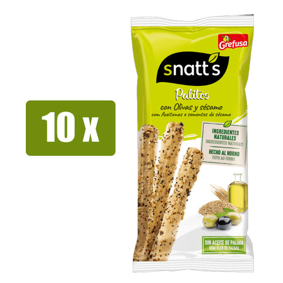SNATT'S 10 x Palitos de trigo con olivas y sésamo 60 g
