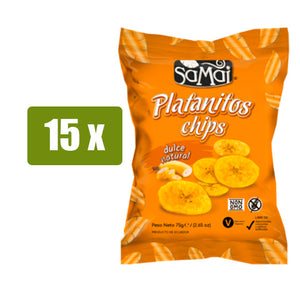 SAMAI 15 x Platanitos Chips Dulce Natural 75g