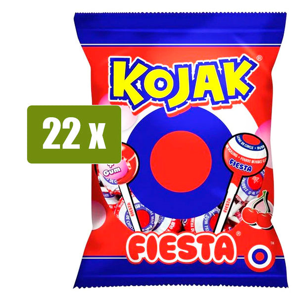  Fiesta Kojak - Goma de Caramelo con Palo - Sabor Cereza - 100  Unidades : Hogar y Cocina