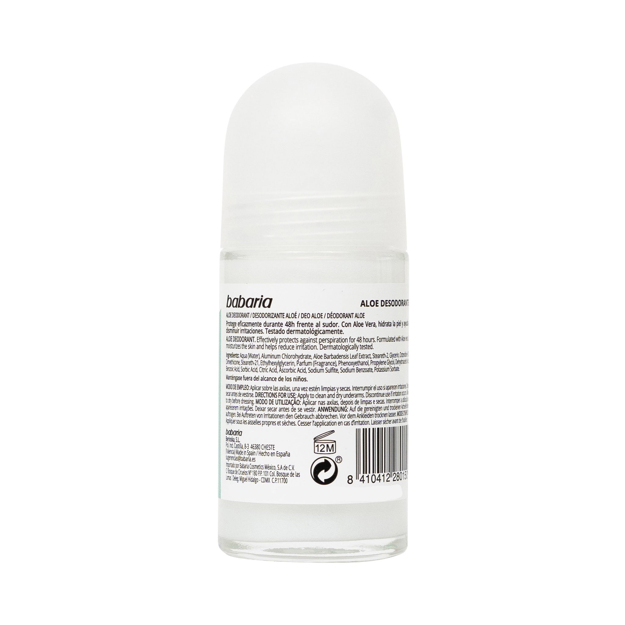 BABARIA Desodorante roll on ALOE VERA 50 ml.  Mesa Del Sur