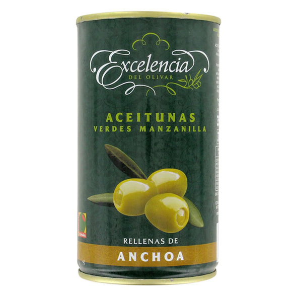EXCELENCIA Aceitunas verdes manzanilla rellenas de anchoas 150g