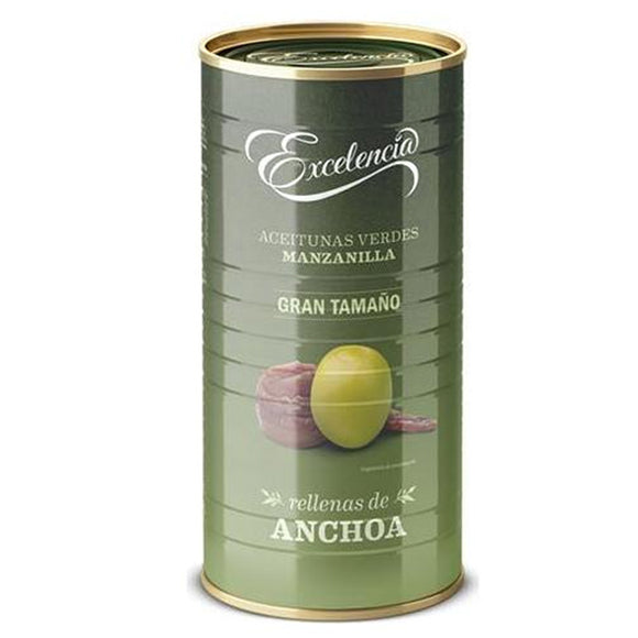 EXCELENCIA Aceitunas verdes manzanilla rellenas de anchoas 600g
