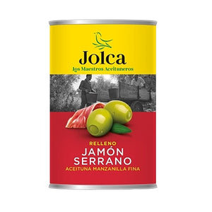 JOLCA Aceitunas verdes manzanilla rellenas de jamón serrano 130g