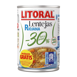 LITORAL Lentejas a la Riojana -30% en sal y grasas 435g