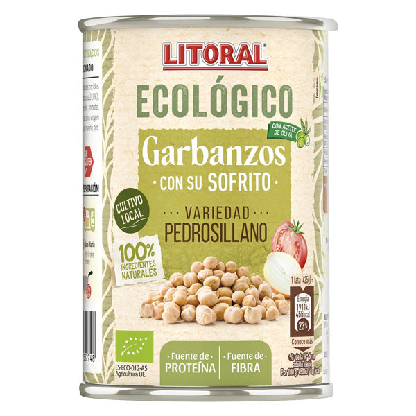 LITORAL Garbanzos con sofrito ecológicos 425g Mesa Del Sur