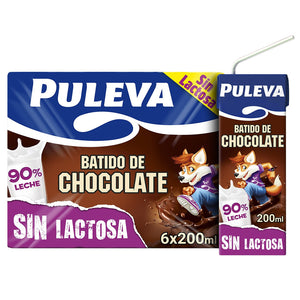 PULEVA Batido de chocolate SIN LACTOSA 6x200ml